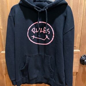 Uni Black and Pink Hoodie with Edgy Graphic‎ "RULES"